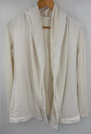 Lululemon off white open front hooded performance cardigan womens XS yoga lounge thumbnail 1