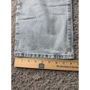 NWT Zara High Rise Straight Long Length Jeans Light Wash Acid Denim Size 12 EUR thumbnail 3