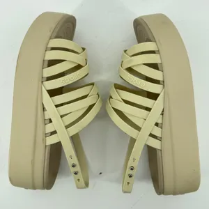 Crocs Brooklyn Strappy Low Wedge Sandal Bone Cream‎ Women 9 Comfort LiteRide Y2K thumbnail 6