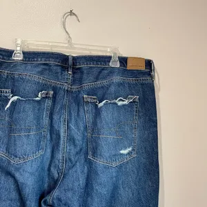 American Eagle 90s Flare Jeans 16 Short Comfort Stretch Waist Distressed‎ Hem thumbnail 5
