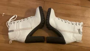 BCBGENERATION White Lace Up Chunky Heel Boots thumbnail 2