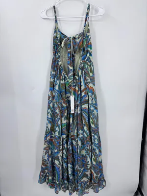 House of Harlow 1960 Green Blue Orange Paisley Lined Dress 100% cotton thumbnail 6