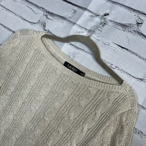 Lauren Ralph Lauren Black Label Cable Knit Cream Sweater Preppy Fall M Vintage thumbnail 7