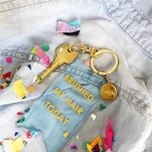 Packed Party Always Movin’ Brushed My Hair Today Gold Keychain Key Ring thumbnail 2