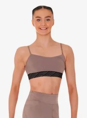 Capezio Toronto Camisole Bra Top Women S Brown Striped‎ Elastic Hem Dancewear thumbnail 1