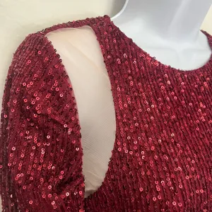 Y2K Luxe Dress Red Sequin Mini Dress Sz S Mesh Cutout Clubwear Glam Holiday NYE thumbnail 15
