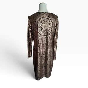 LuLaRoe Debbie Elegant Dress L Black Copper Metallic Cocktail Sheath NWT thumbnail 5