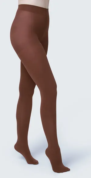 Brown Opaque Footed Tights thumbnail 1