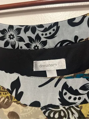 Dressbarn Floral Tiered Dress in Teal, Olive & Black thumbnail 4