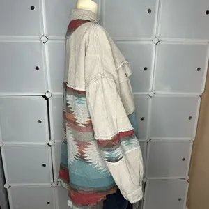 POL Corduroy Aztec Oversized Button Down Shirt Jacket Shacket Size Large thumbnail 10