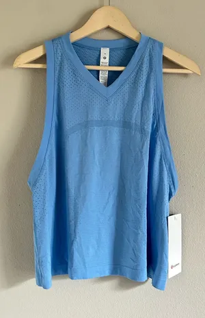 Lululemon Swiftly Open-Hole V-Neck Tank Top Blue Size 10 NWT thumbnail 1