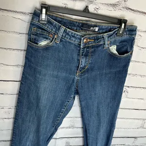 Seven7 Blue Straight Leg Jeans Classic Style Light Distressed SZ 4 Y2K Mid Rise thumbnail 5