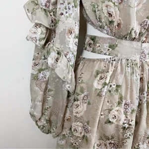 En Saison Calista Cut Out Floral Maxi Dress in Taupe Sage Small thumbnail 8