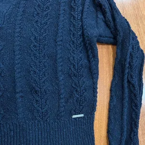 Abercrombie & Fitch Navy‎ Cable Knit V-Neck Sweater L thumbnail 4
