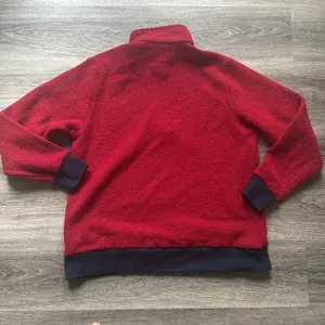 Patagonia Red Sweater Navy Trim 1/4 Zip Fleece Pullover XL Unisex thumbnail 2