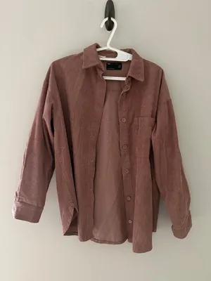 ASOS Design Oversized Corduroy Button Up Shirt Women’s 0 Dusty Rose thumbnail 3