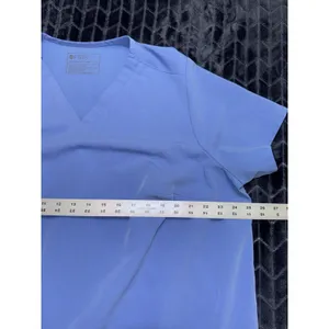 FIGS Women's Catarina V Neck Pocket Scrub Top Blue Short Sleeves Sz 3XL thumbnail 8
