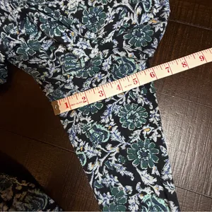 Free People Olivia Ruffled Tunic‎ Floral Dress Black and Deep Sea Green Boho M thumbnail 7