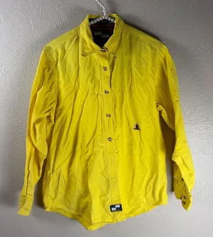 Vintage Urgent Gear Shirt Womens Size Medium Yellow Button Front Western Preppy thumbnail 1