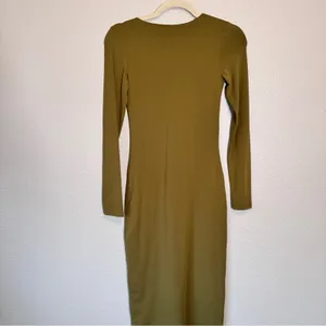 Babaton Green Long Sleeve Bodycon Midi Dress Womens S Fall Casual Aritzia Modest thumbnail 6