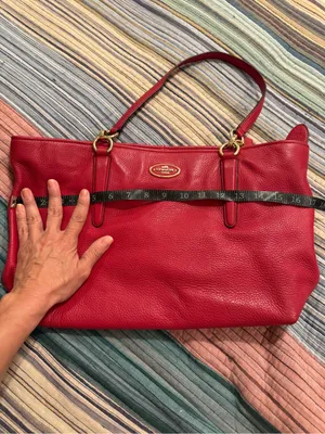 Coach Ellis Tote 33961 Red Pebbled Leather Gold Hardware thumbnail 12