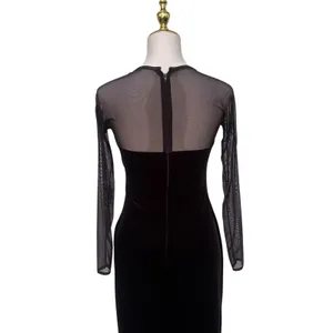 VTG 90s‎ Cache Velvet Beaded Evening Gown XS Brown Sheer Mesh Maxi FairyGrunge thumbnail 6