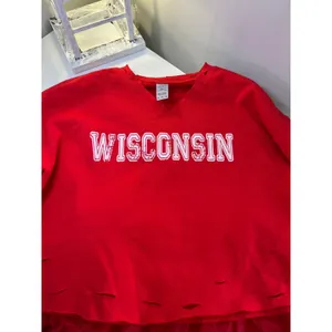 Wisconsin Badgers Reworked Gameday Set Distressed Sweatshirt Tulle Skirt Red M‎ thumbnail 2