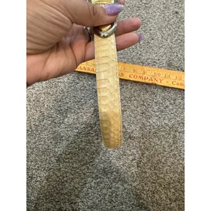 Dame Genuine Snakeskin Women's Yellow Belt Deco Gold Silver Hook Buckle‎ thumbnail 3