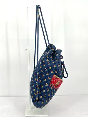 Vintage Vera Bradley Ditty Bag Provencal Blue Quilted Cotton Drawstring Backpack thumbnail 7