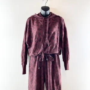 SAGE Collective Hoodie Sweatshirt Matching Jogger Sweatpants Leopard Maroon XS/S thumbnail 3