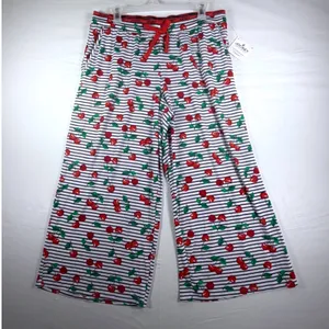 Jockey‎ Womens Pajama Pants Large Cherry Print Striped Wide Leg Sleepwear New thumbnail 2