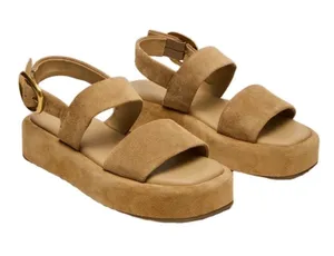 Steve Madden BARONI Natural Suede Leather Platform Sandals Beige Sz 7 Minimalist thumbnail 1