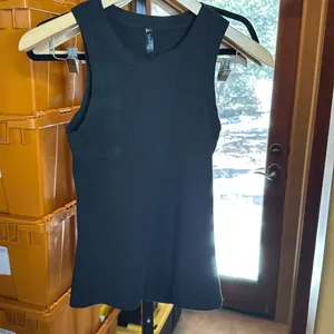Savvi Sophia Black Ribbed Tank Top High Neck Racerback Fitted Size Small thumbnail 2