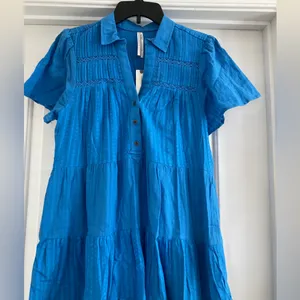 Anthropologie Blue Tiered Button-Front Mini Dress thumbnail 4