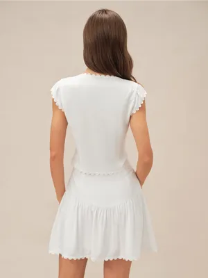 Rihoas White Button Ruched Mini Skirt thumbnail 5