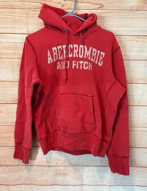 Abercrombie & Fitch Red Pullover Hoodie with Arch Logo thumbnail 1