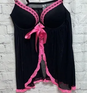 Sexy Lingerie Black w/ Pink lace Size Small thumbnail 1