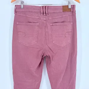 American Eagle Super Stretch Utility Pants Womens 10 Pink Tie Waist Cargo Slim thumbnail 8