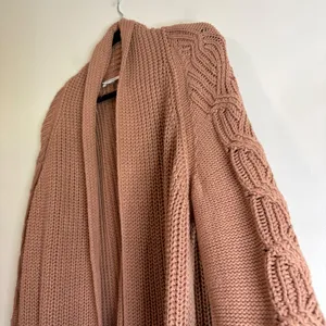 Haven Well Within Terracotta Rose Cable Knit Open‎ Front Cardigan Sweater XL thumbnail 2