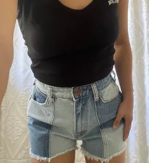 Wrangler Billabong X Denim Patchwork Colorblock Shorts Sz 25 High Waist Cut Off thumbnail 5