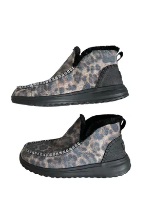 Hey Dude Denny Leopard Booties Women’s Size 11 Plush Faux Fur Comfy Cozy thumbnail 6