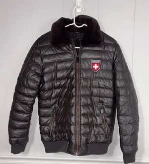 Woman’s Switzerland Patches Puffer Jacket Faux Fur Collar Medium Winter Warm thumbnail 1