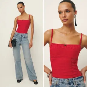 Reformation Emery Linen Top Red Size 2 thumbnail 2