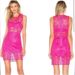 NWT NBD X Naven Lace Dahlia Dress in Pink Glo thumbnail 3