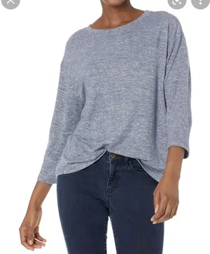 Daily Ritual Heathered Blue Oversized Sweatshirt Sz L Bell Sleeves NEW‎ thumbnail 1