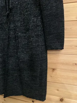 Y2K Vintage Medium Mohair Blend Heather Gray Tie Open Front Cardigan Cozy Winter thumbnail 4