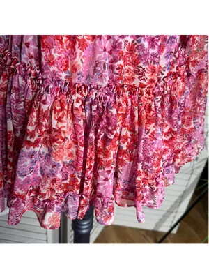 Misa Los Angeles chiffon babydoll floral mini dress Angel sleeves boho Fairy XS thumbnail 14