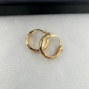 Polished Metal Texture Gold Hoop Earrings for Women thumbnail 3