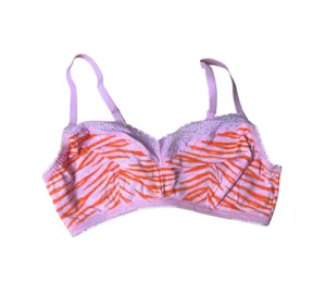 Savage X Fenty Lavender Orange Tiger Stripe Lace Sexy Comfortable Bralette 1X thumbnail 1