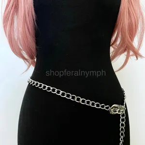 Silver Y2K Plus Size Chain Buckle Waist Belt, Fits Up to 71 Inches, X7GA1410 thumbnail 5